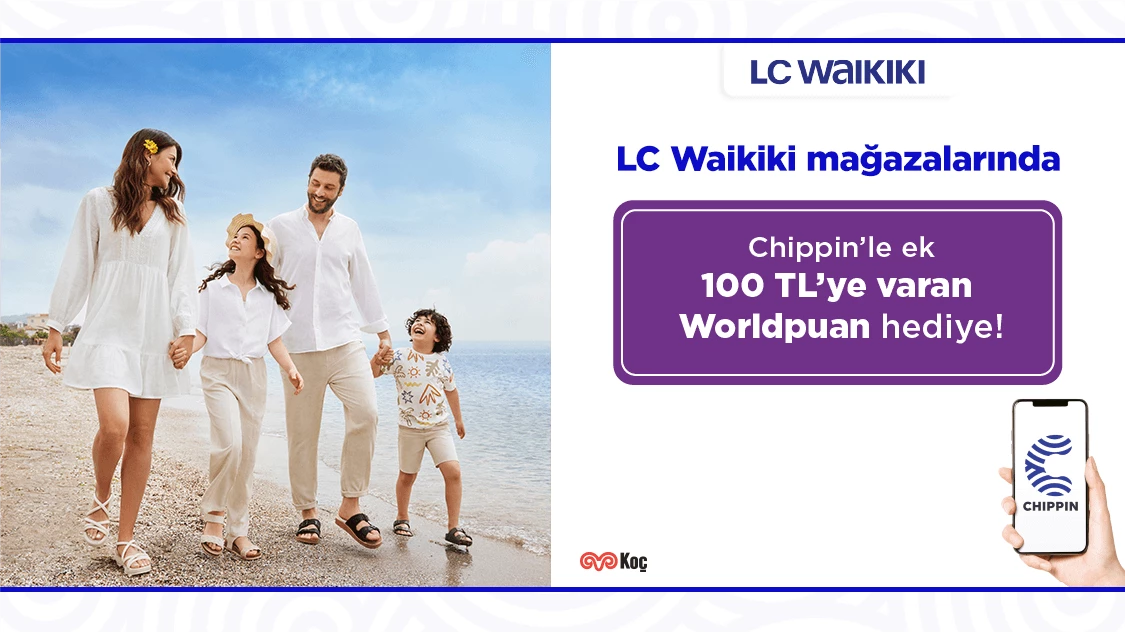 World’e özel LC Waikiki mağazalarında 400 TL’ye varan Worldpuan! Üstelik Chippin uygulaması üzerinden LC Waikiki mağazalarından yapacağınız alışverişlerinize ek 100 TL’ye varan Worldpuan!